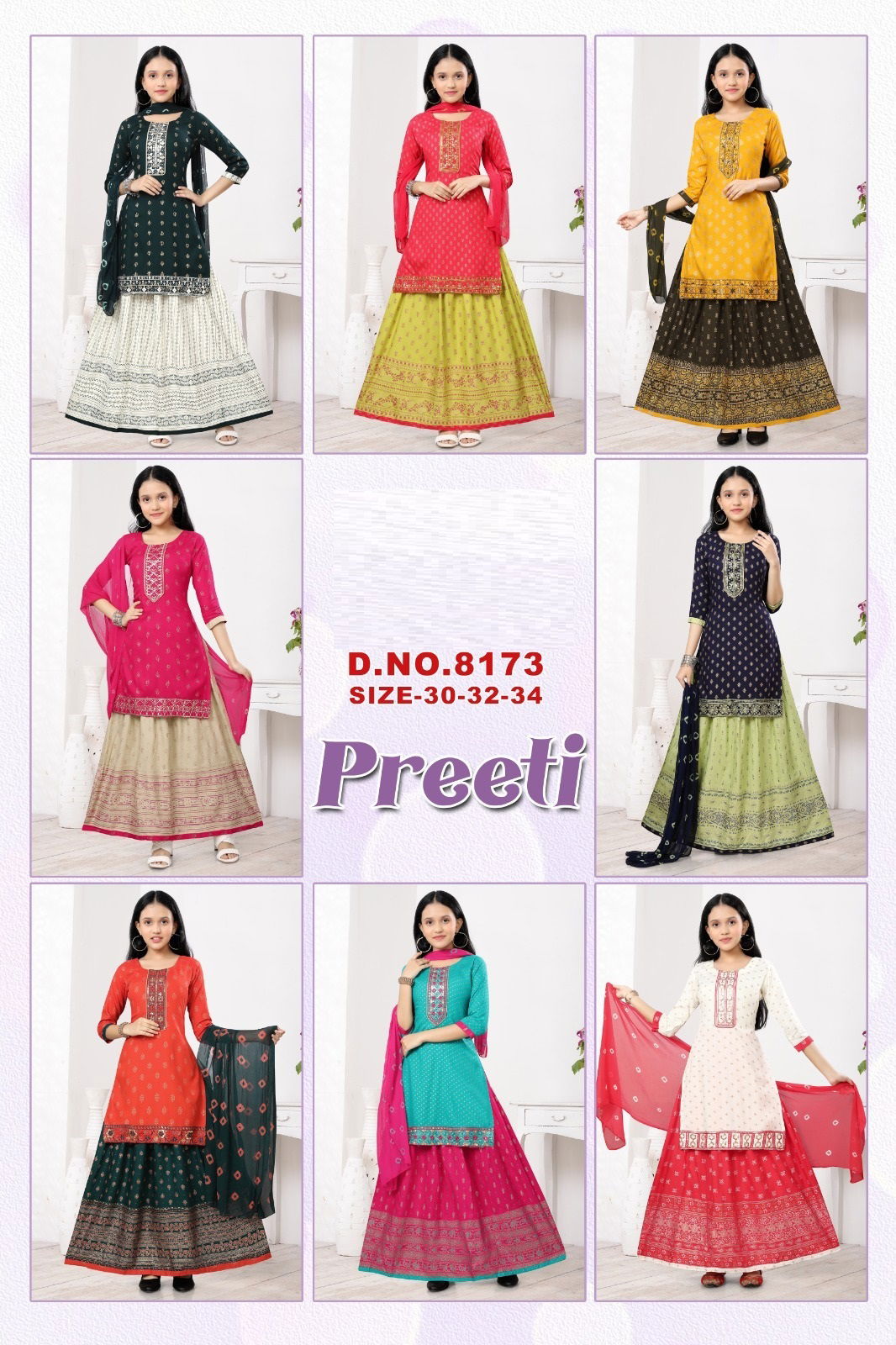 Preeti 8173 Kids Wear Kurti With Skirt Dupatta Catalog